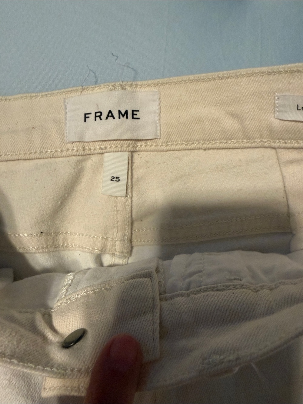 Frame two tone Denim Cream Straight-Leg Jeans with Frayed Hem - Picture 2 of 6